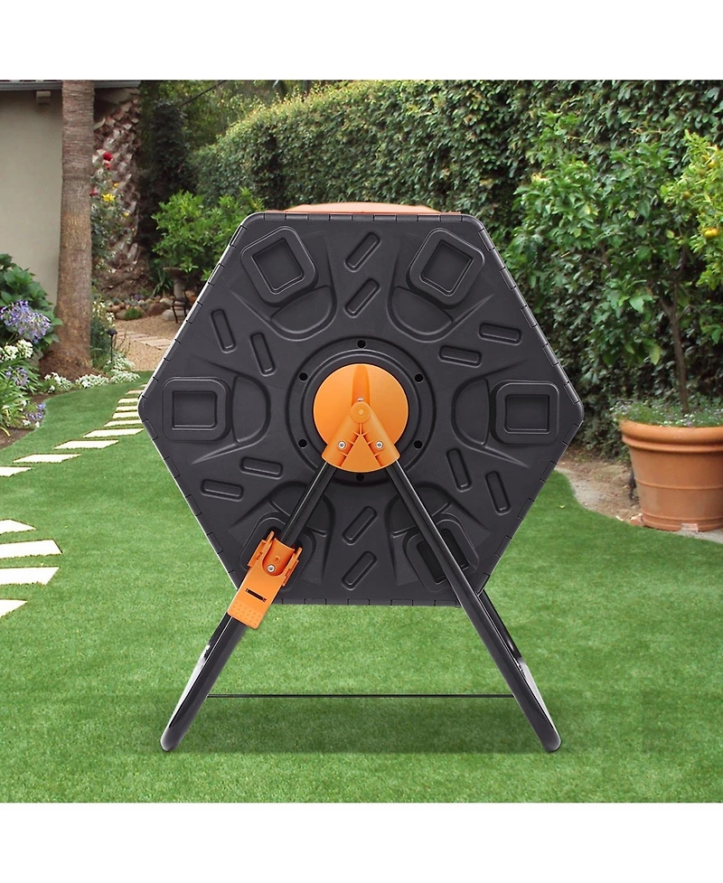 Sugift 18.5-Gal Rotating Compost Tumbler Bin with Sliding Door and Steel Frame