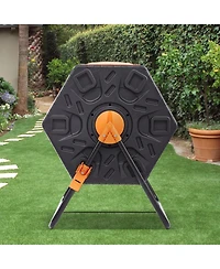 Sugift 18.5-Gal Rotating Compost Tumbler Bin with Sliding Door and Steel Frame