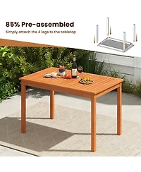 Gouun 48 in Rectangular Wood Outdoor Dining Table for 4-6 People