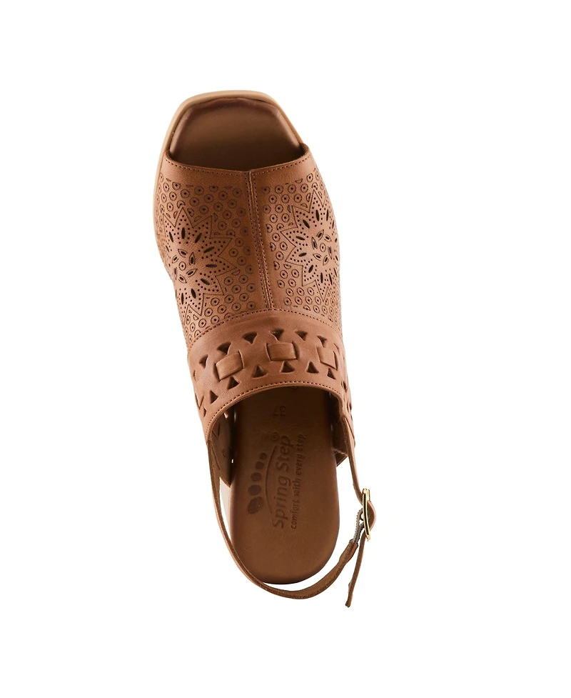 Spring Step Women s Sunela Slingback Sandal with Laser-cut Style and Comfort