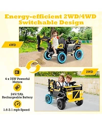 Slickblue 24V Kids Ride-On Excavator, 4WD 2-Seater with Remote and Digging Arm.