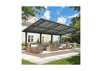 Aecojoy 20'x10 feet Lean to Hardtop Metal Carport Gazebo, 10x20 Outdoor Freestanding Pergola Gazebo