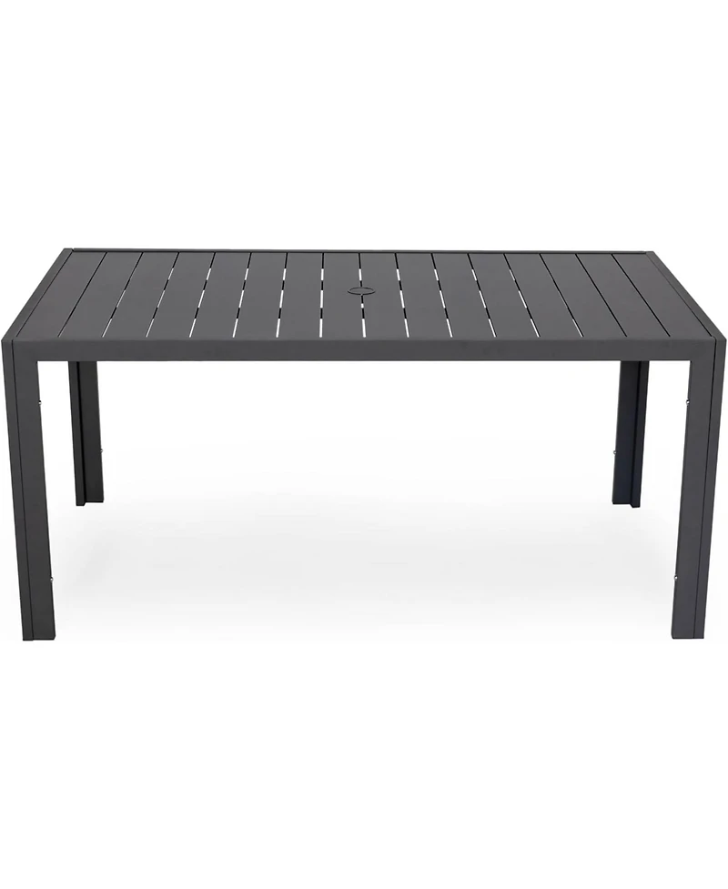 LeisureMod 63" Outdoor Aluminum Dining Table for Modern Home, Patio, Backyard Garden Chelsea Collection