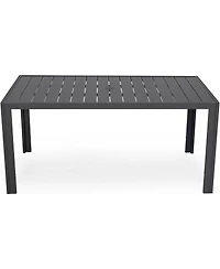 LeisureMod 63" Outdoor Aluminum Dining Table for Modern Home, Patio, Backyard Garden Chelsea Collection