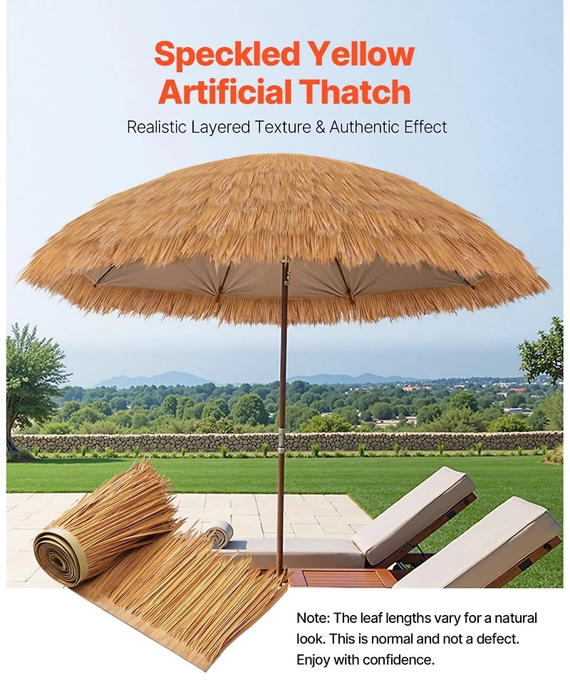 Sugift Artificial Thatch Roof 16.4 ft Waterproof Fire-Resistant Pe for Patio Decor
