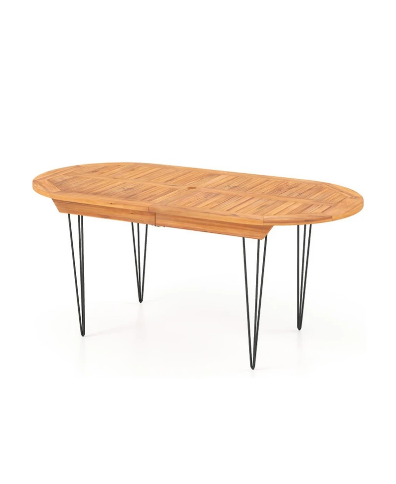 Gouun 71 in Teak Wood Patio Dining Table for 6 with Sturdy Metal Frame