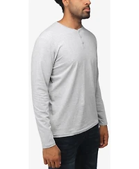 X-Ray Men's Soft Stretch Henley Neck Long Sleeve T-shirt