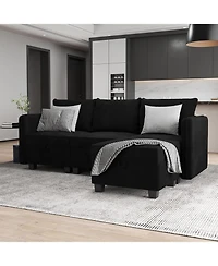 gaomon Sectional Sofa with Storage Four Seat L Shaped Couch Storage Ottoman Modern Velveteen Modular Sectional Apartment