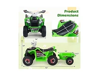 Slickblue Kids 6V Ride On Atv Quad with Trailer, Electric Battery Powered Car
