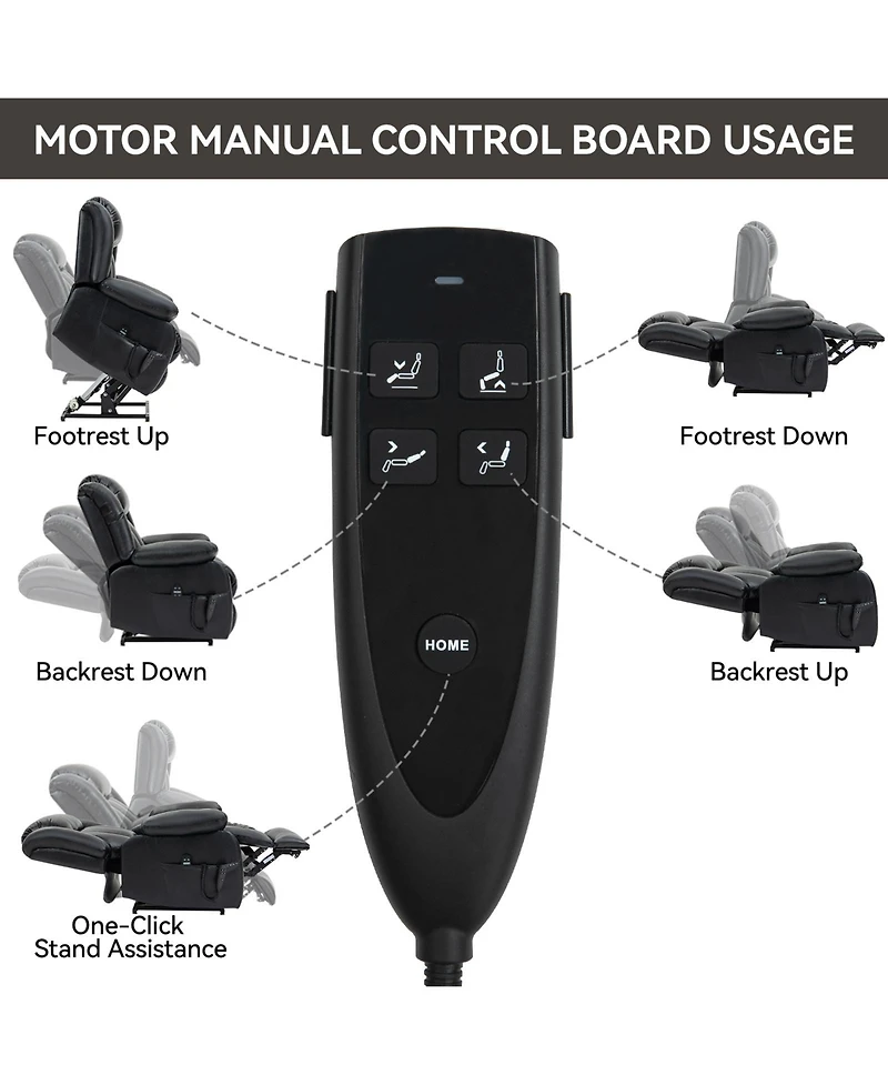 Clihome Dual Motor Infinite Position Up to 350 Lbs Electric Genuine Leather Power Lift Recliner Chair with 8-Point Vibration Massage