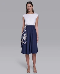 Halston Women's Sleeveless Boat Neck Dress