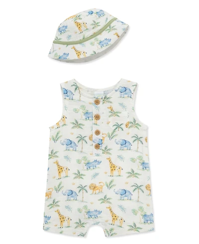 Little Me Baby Boys' Sleeveless Romper and Hat, 2-Piece Set