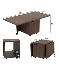 Gouun Foldable Extendable Coffee Table with Storage Cabinet