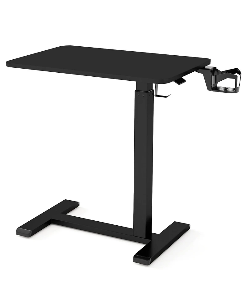 Gouun Mobile Height Adjustable Overbed Table with Cup Holder, 24 x 16 in