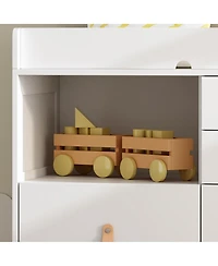 Famapy 5-Drawer Changing Table，Stylish Chest of Drawers, Dresser, Storage Cabinet with Open Shelf