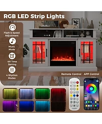 Sugift Tv Stand with Electric Fireplace Led Lights and Remote Controls for TVs Up to 40 Inch