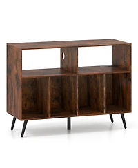 Gouun 40 in Record Player Stand with Charging Station and Open Display Shelves