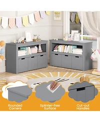 Gouun 3-Drawer Kids Storage Cabinet with Wheels and Convertible Cube Shelf