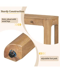 Rainsken Rustic Console Table, 52" Entryway Table with 3 Concealed Drawers, Curved Corners and Thick Legs for Hallway and Living Room