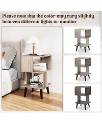 Gouun Set of 2 3-Tier Geometric Bookshelves with Open Storage Shelves, 16 x 16 x 27.5 in