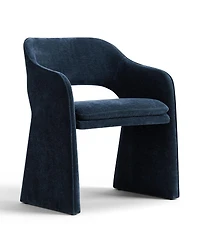 Maison Boucle Set of 2 Chenille Dining Chairs, 19-Inch Seat Height Armchairs