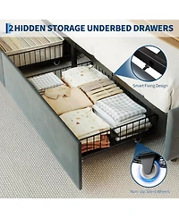 gaomon Full Bed Frame with 2 Storage Drawers, Upholstered Led Light