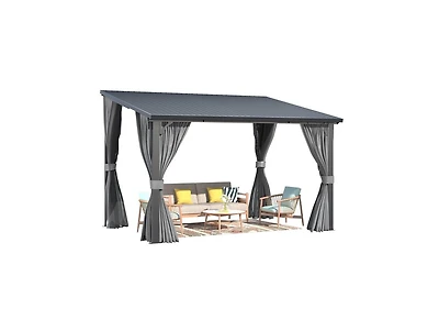 Aecojoy 12'x8' Outdoor Hardtop Metal Gazebo with Curtain and Netting