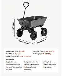 Sugift 600 lbs Poly Dump Cart Wagon with 90 Quick-Dump and 180 Swivel Wheels