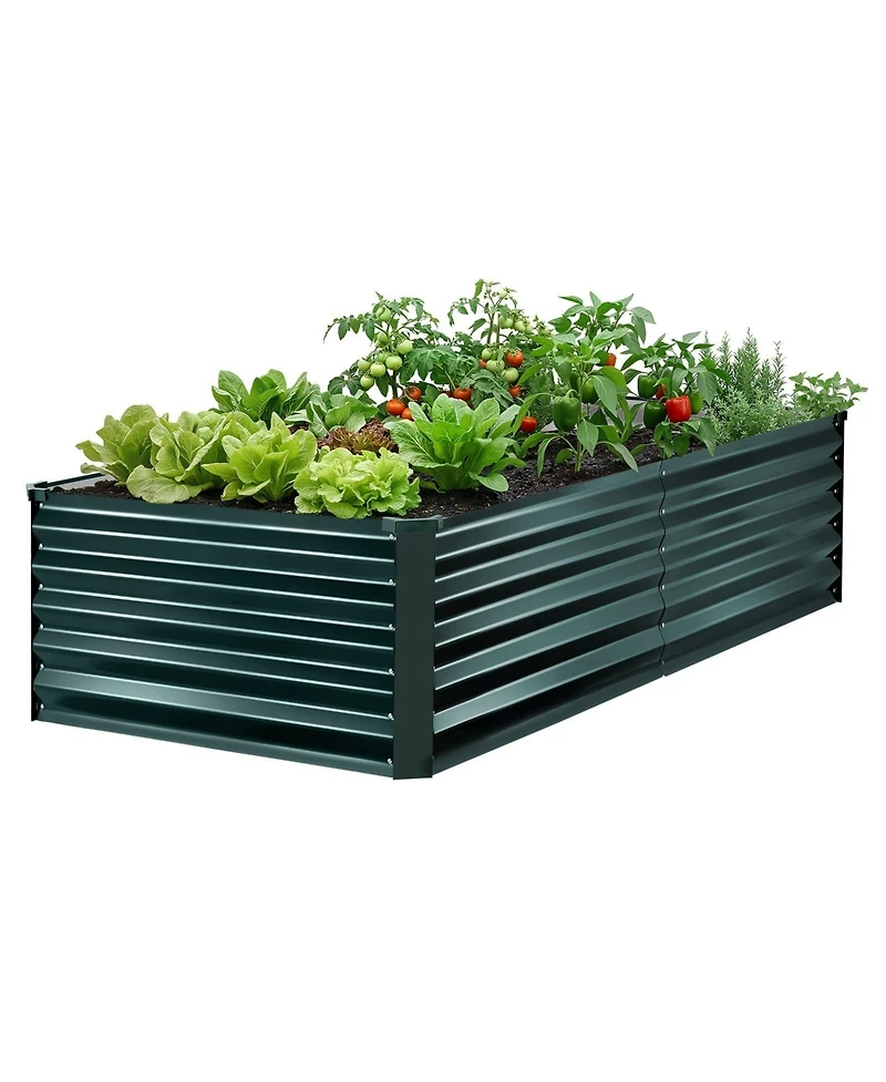 Sugift Galvanized Raised Garden Bed 6.67 x 3.35 ft Rustproof Elevated Planter Box for Vegetables