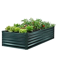 Sugift Galvanized Raised Garden Bed 6.67 x 3.35 ft Rustproof Elevated Planter Box for Vegetables
