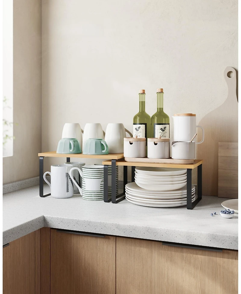 Gnuadz Stackable Expandable Cabinet Organizer Metal Wood Spice Rack