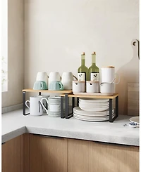 Gnuadz Stackable Expandable Cabinet Organizer Metal Wood Spice Rack