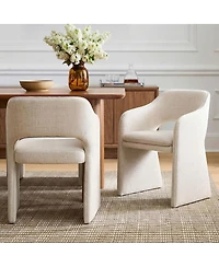 Maison Boucle Set of 2 Dining Chairs, Upholstered Armchairs, 19-Inch Seat