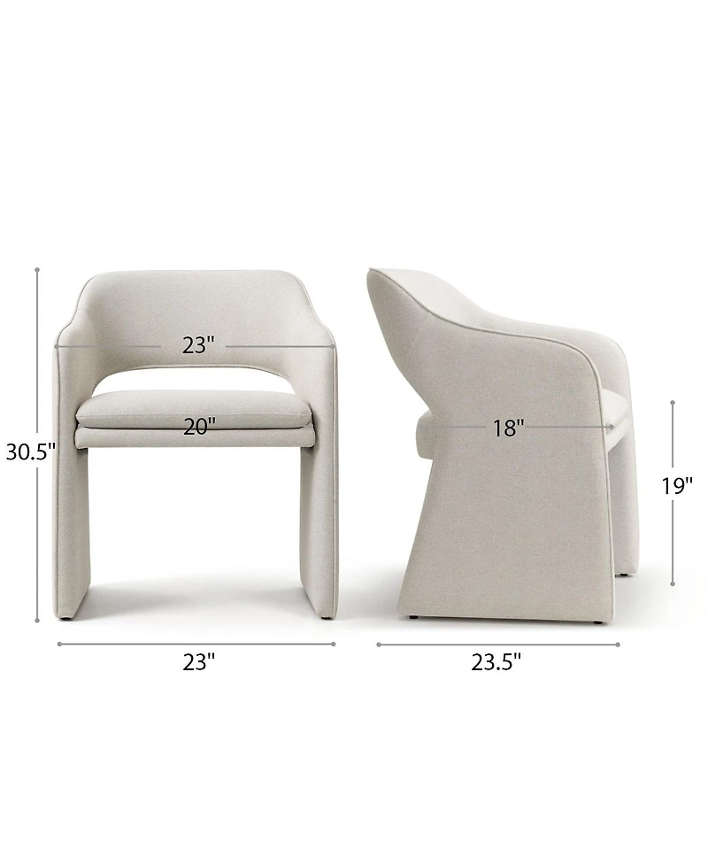 Maison Boucle Set of 2 Dining Chairs, 19-Inch Upholstered Armchairs