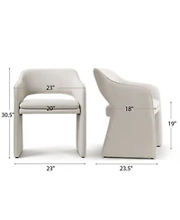 Maison Boucle Set of 2 Dining Chairs, 19-Inch Upholstered Armchairs
