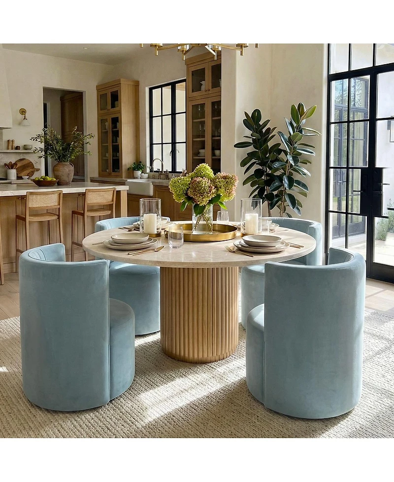 Maison Boucle Velvet Swivel Barrel Accent Chair 360degree(s) Rotating Tub Chair, 1 Piece