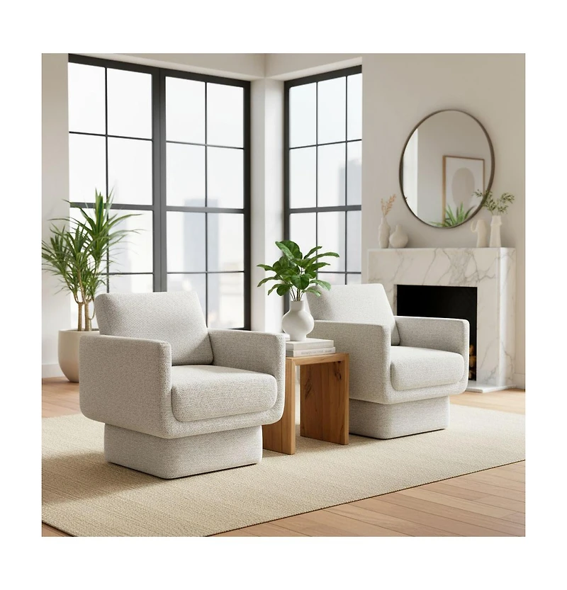 Maison Boucle Modern Swivel Accent Chair, Upholstered Lounge Chair, 1 Piece