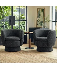 Maison Boucle 31 Tweed Swivel Barrel Accent Chair, Upholstered Armchair, 1 Pc