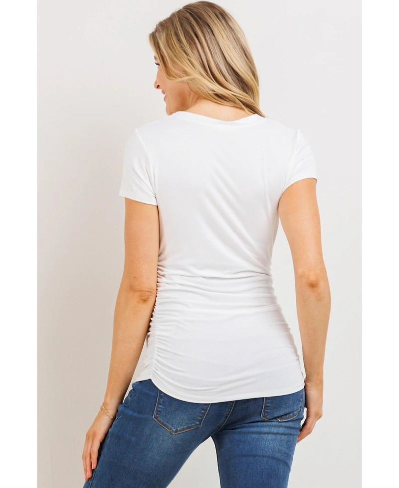 Hello Miz Maternity Side Ruched Short Sleeve T-Shirt Top