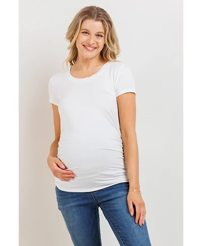 Hello Miz Maternity Side Ruched Short Sleeve T-Shirt Top