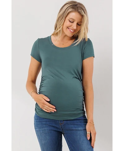 Hello Miz Maternity Side Ruched Short Sleeve T-Shirt Top