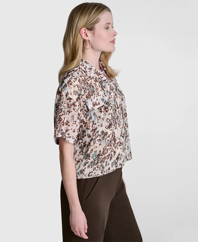 Dkny Women's Printed Collared Shirt