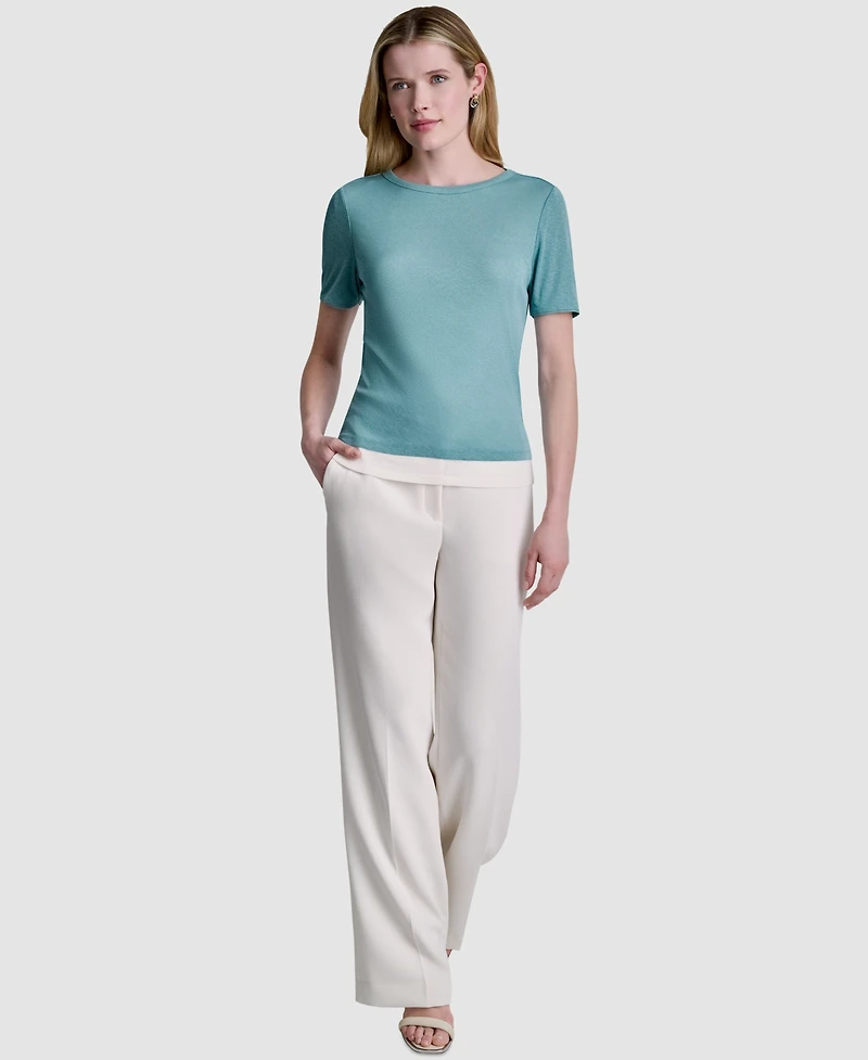 Dkny Women's Short-Sleeve Crew Neck Top