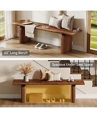 Tribesigns Solid Wood Entryway Bench, Farmhouse Indoor Wooden End of Bed Bench
