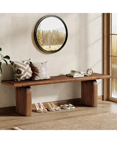 Tribesigns Solid Wood Entryway Bench, Farmhouse Indoor Wooden End of Bed Bench