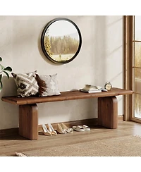 Tribesigns Solid Wood Entryway Bench, Farmhouse Indoor Wooden End of Bed Bench