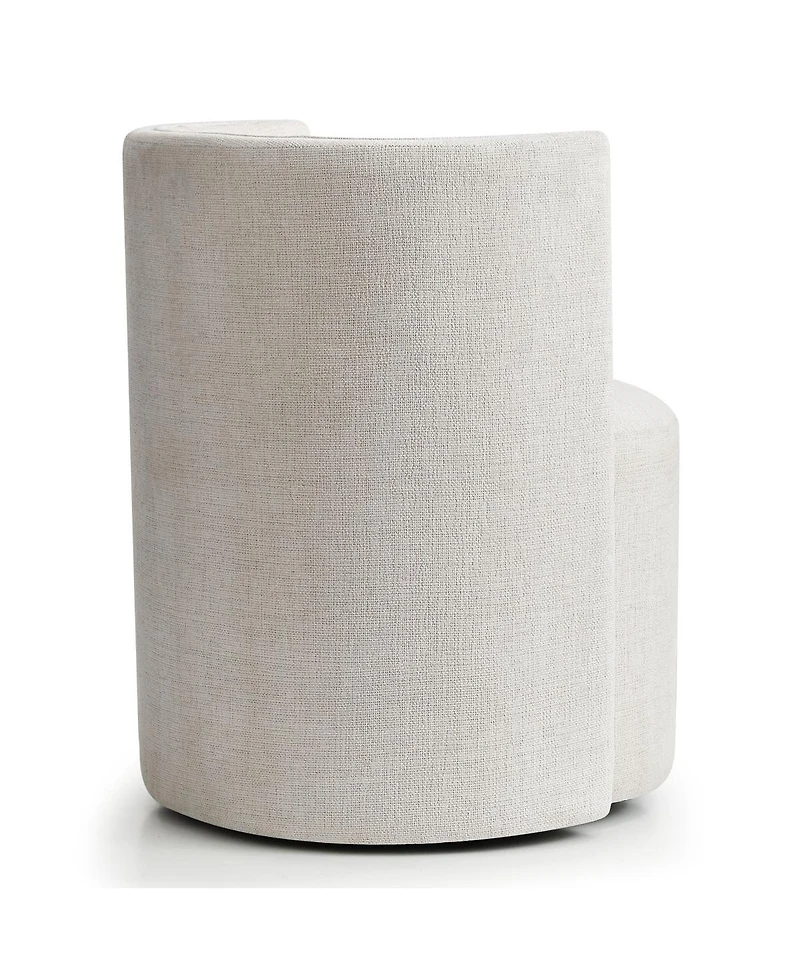 Maison Boucle Textured Fabric Swivel Barrel Accent Dining Chair With Casters 1 Pc