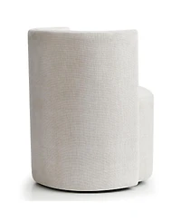 Maison Boucle Textured Fabric Swivel Barrel Accent Dining Chair With Casters 1 Pc