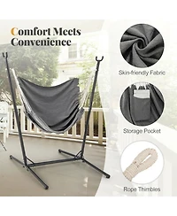 Gouun Hammock Chair with Stand, 6-Position Adjustable Height and Side Pocket
