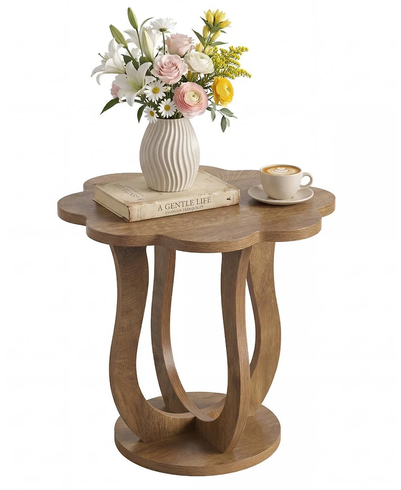 Tribesigns Side Table, Flower-Shaped End Table with Artistic Leg